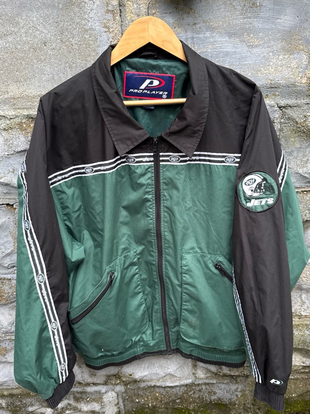 Vintage New York Jets Windbreaker Jacket Large NFL